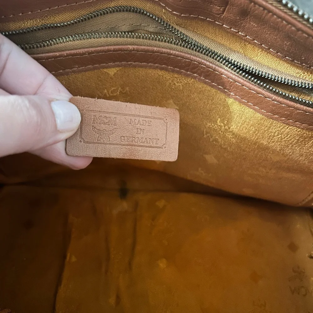 MCM Cognac Visetos Satchel with Gold Hardware and Brown Handles - Picture 10 of 15